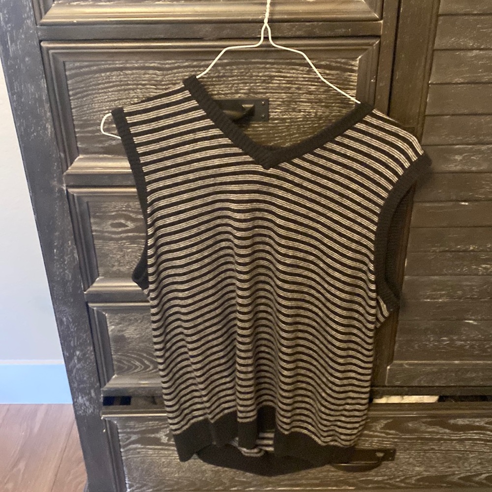 Mens express navy striped sweater vest